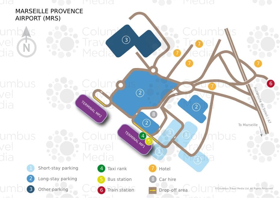 Marseille flygplats mp2 karta