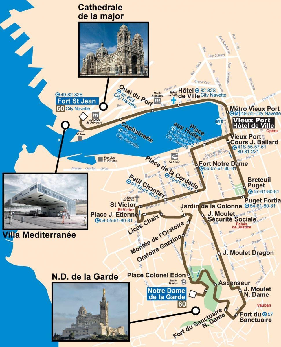 karta över Marseille buss 60 karta