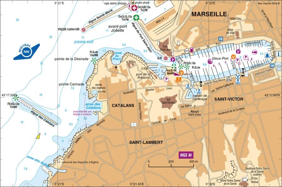 karta över Marseille terminal för kryssningsfartyg