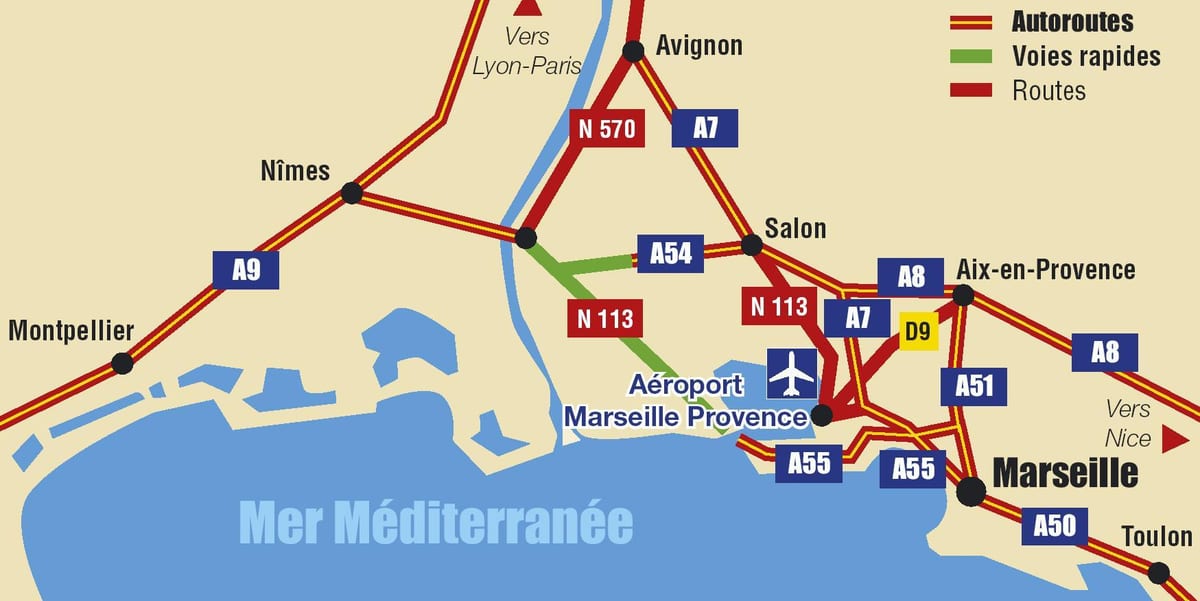 karta över Marseille motorväg