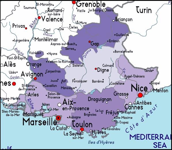 karta över Marseille regionen