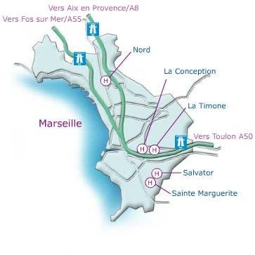 karta över Marseille sjukhus