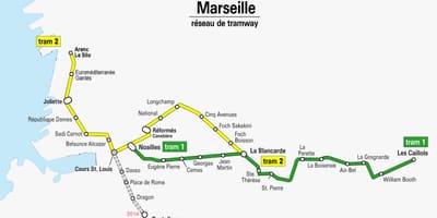 Karta över Marseille spårvagn